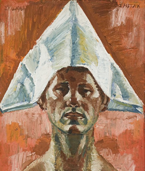 Ernest Zmeták, Selfportrait with Paper Hat